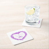 Forget-me-not purple flower heart wreath wedding スクエアペーパーコースター (インサイチュ)