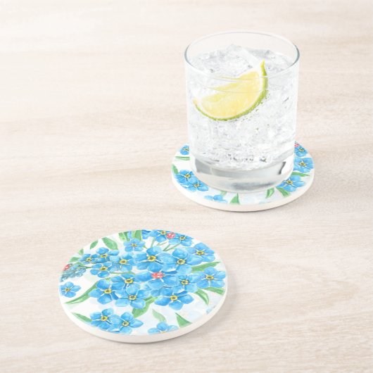 Forget me not seamless pattern コースター (側面)