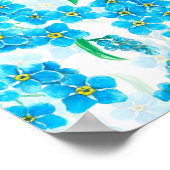 Forget me not watercolor flowers ポスター (角)