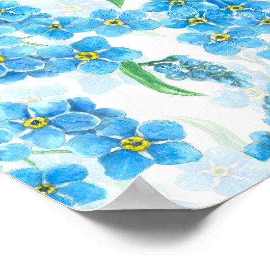 Forget me not watercolor flowers ポスター (角)