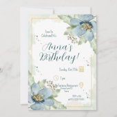 Forget-Me-Not Watercolour Florals Birthday 招待状 (正面)