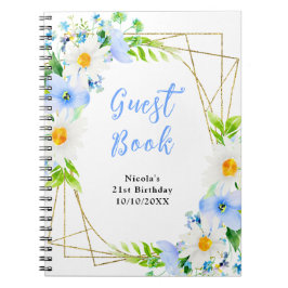 Forget Me Nots and Daisies Birthday Guest Book ノートブック