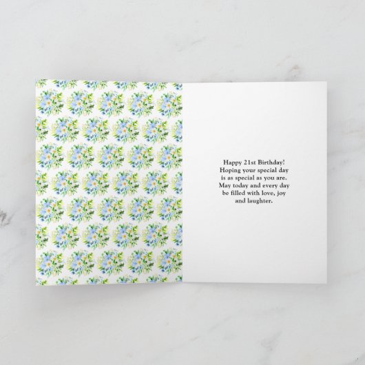 Forget-Me-Nots and Daisies Floral Birthday カード (内部)