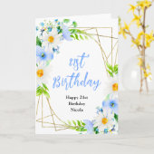 Forget-Me-Nots and Daisies Floral Birthday カード (黄色い花)