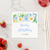 Forget-Me-Nots and Daisies Floral Birthday スタンダードカクテルナプキン (インサイチュ)