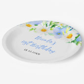 Forget-Me-Nots and Daisies Floral Birthday ペーパープレート (アングル)
