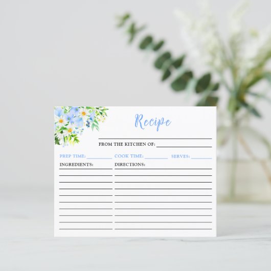Forget-Me-Nots and Daisies Floral Recipe Card (スタンド正面)