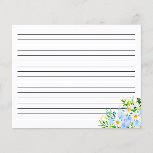 Forget-Me-Nots and Daisies Floral Recipe Card (裏面)