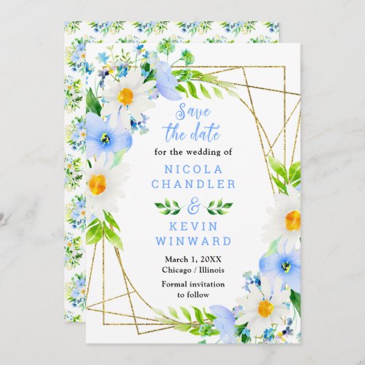 Forget Me Nots and Daisies Wedding セーブザデート (正面/裏面)