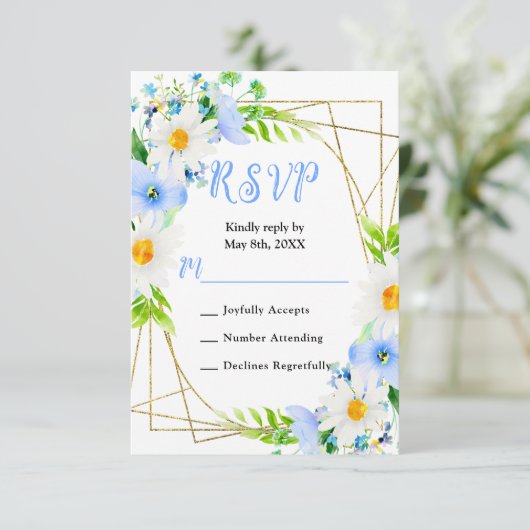 Forget Me Nots and Daisies Wedding 出欠カード (スタンド正面)