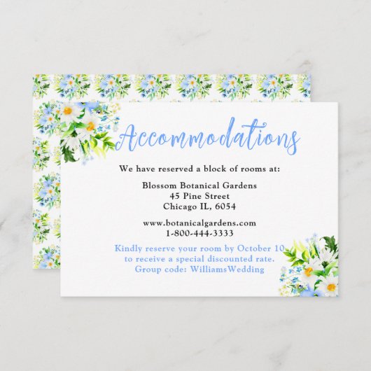 Forget-Me-Nots and Daisies Wedding Accommodations エンクロージャーカード (正面/裏面)