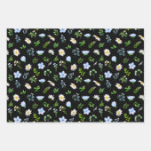 Forget Me Nots and Daisies with Foliage Pattern ラッピングペーパーシート (正面3)