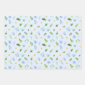 Forget Me Nots and Daisies with Foliage Pattern ラッピングペーパーシート (正面2)