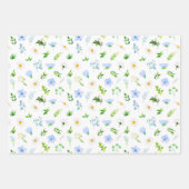 Forget Me Nots and Daisies with Foliage Pattern ラッピングペーパーシート (正面)