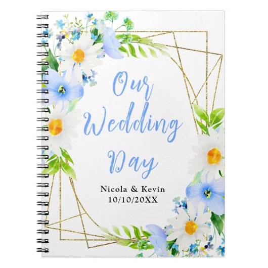 Forget-Me-Nots Daisies Floral Wedding Planner ノートブック (正面)