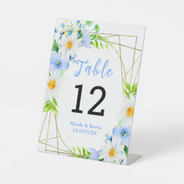 Forget-Me-Nots Daisies Floral Wedding Table Number 台座サイン