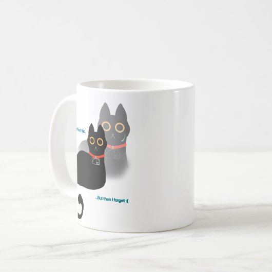Forgetful Black Cat Coffee Mug 11 oz コーヒーマグカップ (正面左)