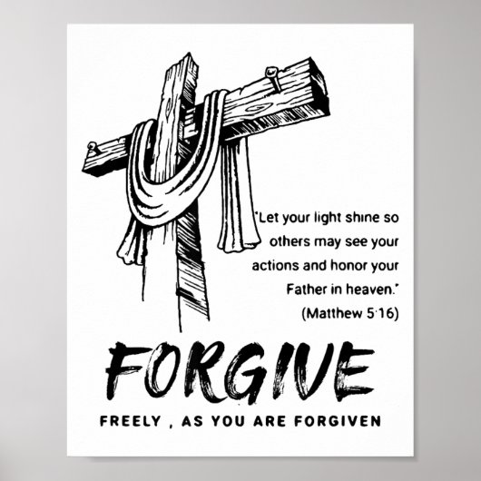 Forgive Cross Christian Faith Tee  ポスター (正面)