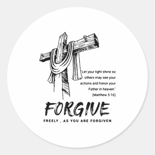 Forgive Cross Christian Faith Tee  ラウンドシール (正面)