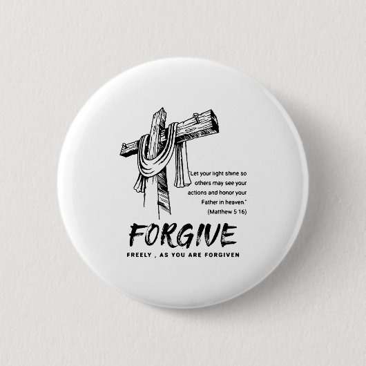 Forgive Cross Christian Faith Tee 缶バッジ (正面)