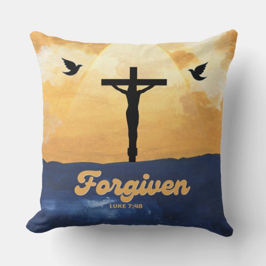 "Forgiven" Luke 7:48アート枕 クッション (正面)