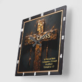 Forgiven Redemption Gold Cross Ephesians 1:7 スクエア壁時計 (傾斜)