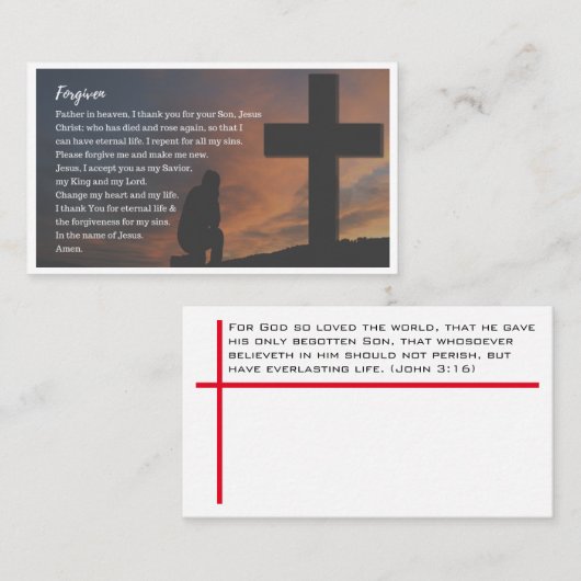 Forgiven sinner's prayer and the gospel of Jesus 名刺 (正面/裏面)