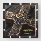 Forgiven The Cross Redemption Ornate Ephesians 1:7 スクエア壁時計 (正面)