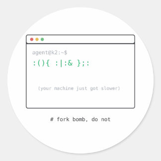 Fork Bomb - 開発者ステッカーギフト ラウンドシール
