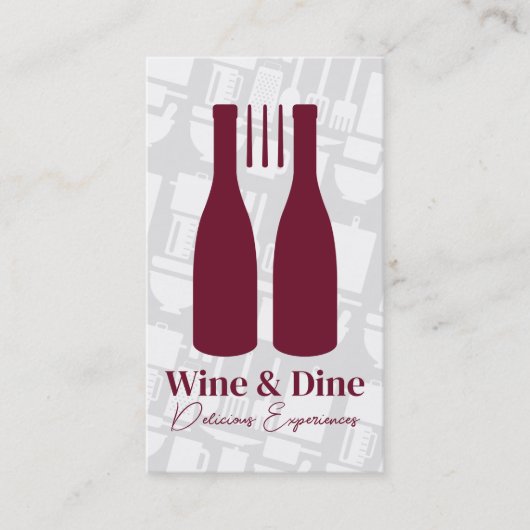 Fork Wine Bottles Logo | Restaurant Cuisine 名刺 (正面)