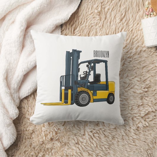 Forklift cartoon illustration クッション (ブランケット)