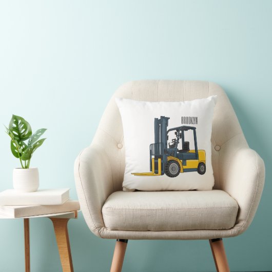 Forklift cartoon illustration クッション (椅子)
