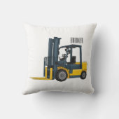 Forklift cartoon illustration クッション (裏面)