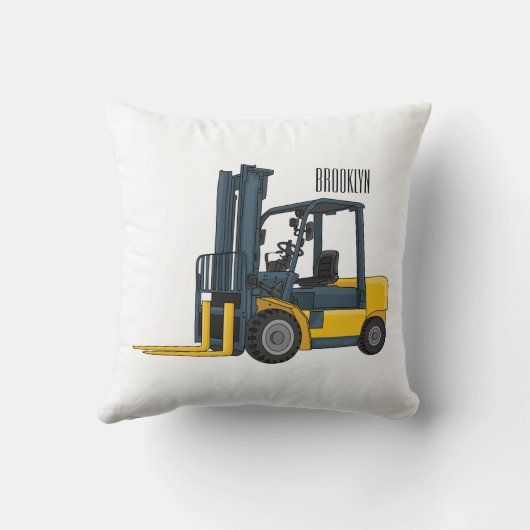 Forklift cartoon illustration クッション (裏面)