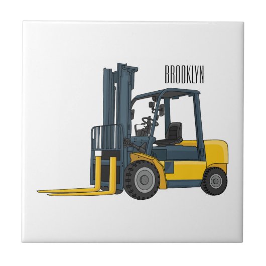 Forklift cartoon illustration タイル (正面)