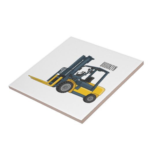 Forklift cartoon illustration タイル (側面)