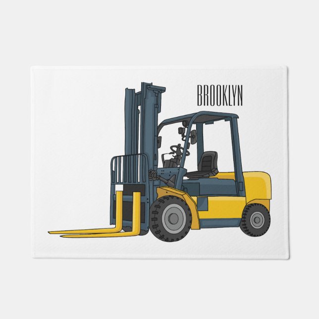 Forklift cartoon illustration ドアマット (正面)