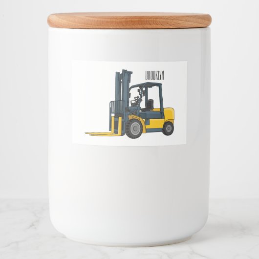 Forklift cartoon illustration フードラベル (正面)