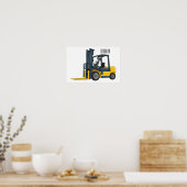 Forklift cartoon illustration ポスター (キッチン)