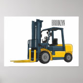 Forklift cartoon illustration ポスター (正面)
