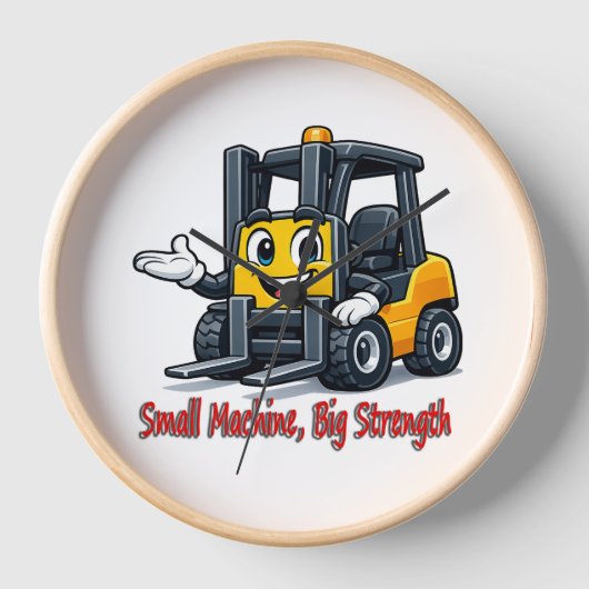 Forklift Cartoon Wall Clock Warehouse Gift 壁時計 (正面)