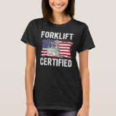 Forklift Certified USA Flag Forklift Operator Men Tシャツ (正面)