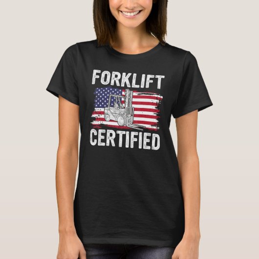Forklift Certified USA Flag  Forklift Operator Men Tシャツ (正面)