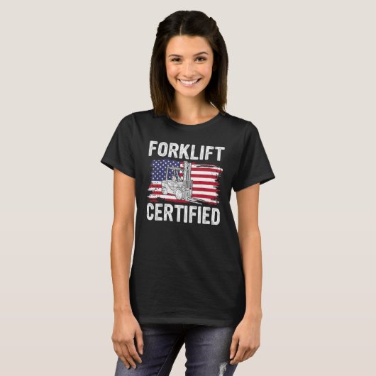 Forklift Certified USA Flag  Forklift Operator Men Tシャツ (正面フル)