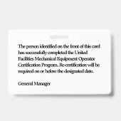 Forklift Companyの従業員2 バッジ (裏面)