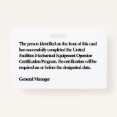 Forklift Companyの従業員2 バッジ (裏面)