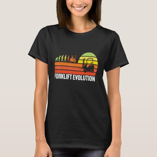 Forklift Evolution Funny Forklift Operator Fork Re Tシャツ (正面)
