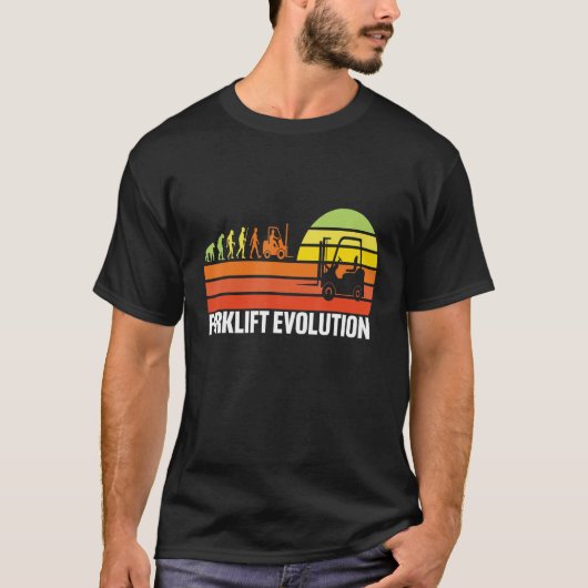 Forklift Evolution Funny Forklift Operator Fork Re Tシャツ (正面)