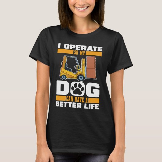 Forklifter Dog Logistics Warehouse Forklift Opera Tシャツ (正面)
