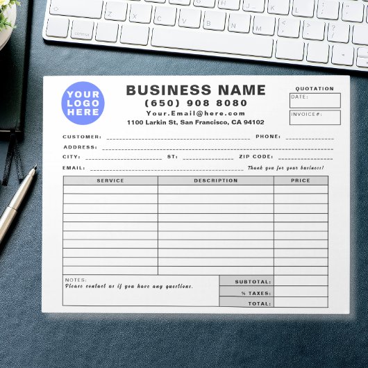 Form Business Quotation Invoice Sales Receipt ノートパッド